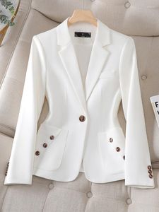 Women's Suits Long Sleeve Office Ladies Blazer Women Black Blue White Female Business Work Wear Slim Formal Jacket Spring Autumn Coat Tops