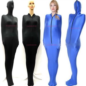 Svart och blå lycra spandex mummy kostym kostymer med inre arm ärmar unisex sexiga tights body bags soversacks catsuit costume217s