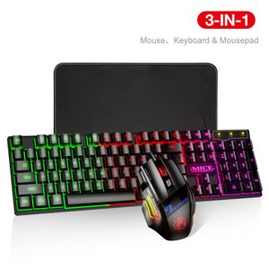 Keyboard Mouse Combos Gamer Keyboard And Mouse For Computer Pc RGB Gaming Keyboard Laptop Backlight Gamer Kit 104 Keycaps Russian Wired Usb Keyboard 230715