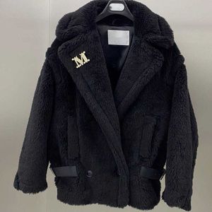 Kvinnors ytterkläder ullrock designer cardigan jacka lyx varumärke ull outcoat v-hal max vinter värme plysch kashmir tjocka parka rockar