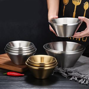 Bowls Korean Bamboo Hat Bowl 304 Stainless Steel V-Shaped Noodle Soup Fruit Salad Pasta