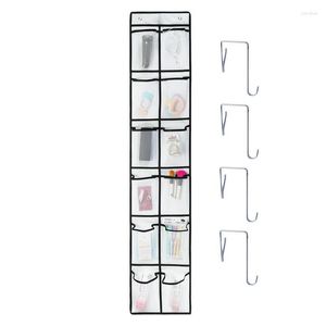 Storage Boxes Over Door Shoe Rack Holder 12 Grids Large Pocket Organizer With 4 Strong Hooks For Men Women