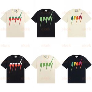 Verão moda t camisa designer mulheres carta impressão em torno do pescoço manga curta preto e branco masculino solto camiseta