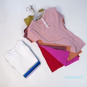 LUL-88 Top sportivo a manica corta Fitness Yoga Camicia da donna Elasticità Girocollo T-shirt da allenamento traspiranti ad asciugatura rapida