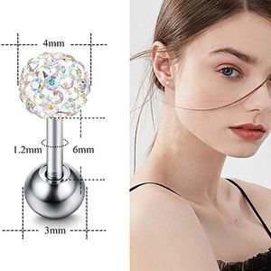 Coletes 12 pares brilhantes zirconia cartilagem pântano brinco tragus helix piercing barbell estrela coração brigos de bola de bola definida para mulheres