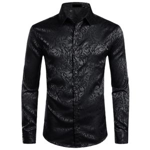 Qnpqyx Новые мужские цветочные черные рубашки стильные новые с длинным рукавом рубашка для стимпанк мужская вечеринка клубная барная рубашка мужчина химз Homme