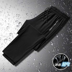 Ice Silk Pants Men Summer Ny snabb torkning Långt tunn lös luftkonditionerad elastisk stängning Stor Casual Sports Pantsrvni