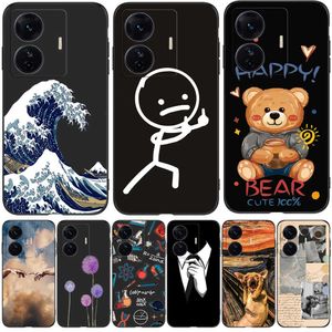 Vivo IQOO Z6 Pro T1 5G Case Snapdragon 778G Telefon Geri Kapak Yumuşak Silikon Siyah TPU Köpek Kedi Çiçek Deseni