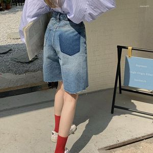 Kvinnors jeans sommar 2023 temperamentdetaljer retro blå reporter all-match denim fempunktshorts trend