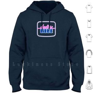 Herrhoodies Electric Blue 1980 -talets vintage -logotyp (nödställd) Hoodie Long Sleeve Retro 80s XXX Girls