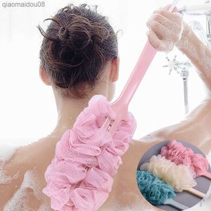 1PCS Massage Brushes New Long Handle Hanging Soft Mesh Back Body Bath Shower Scrubber Brush Sponge For Bathroom Shower Brush L230704