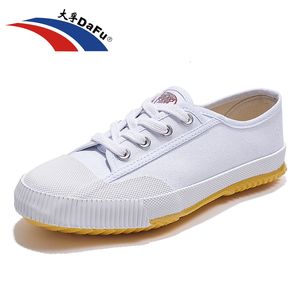 Sapatos Dafu Original Tênis Estilo Clássico Artes Marciais Taichi Taekwondo Wushu Kungfu Macio Confortável Todos os Sapatos Brancos 230714