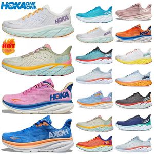 Scarpe da corsa su strada autunnali Hoka One One Clifton 8 Aquarelle Real Teal Fiesta Arancione Viola Uomo Sneakers Donna Piattaforma ammortizzata traspirante Scarpe da ginnastica casual colorate