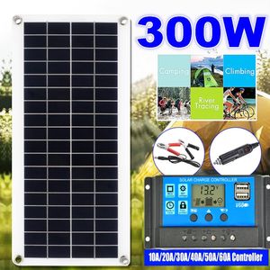 Другая электроника 300W Solar Panel Kit Dual USB -выход 12 В с 60a контроллера Солнечные элементы для автомобильной яхты RV Boat Moblie Аккумуляторная батарея 230715