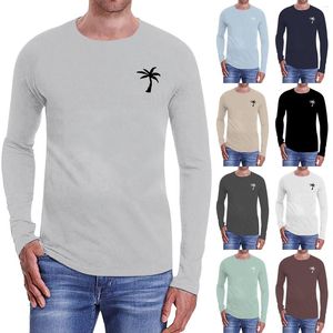 Men's T Shirts Spring And Autumn Coconut Print Round Neck Pullover Long Sleeve Shirt Mens Novelty Men Pack