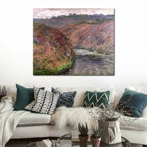 Handmade Claude Monet Oil Painting Valley of The Creuse (grey Day) 1889 Modern Canvas Art Modern Landscape Living Room Decor