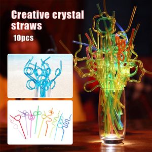 Bicchieri usa e getta Cannucce 10 pezzi Crazy Loop Bomboniere riutilizzabili Ventose colorate attorcigliate per bambini Carnevale Bar Ristorante 230714