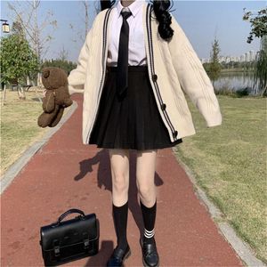 Женские трикотаж 2023 Японский школьной полосатый свитер Осень V-образного ореала JK Униформа кардиган