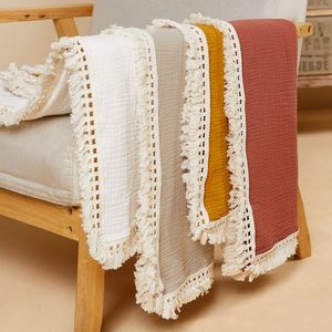 Cobertores born Plain Square Baby Products Swaddle Blanket e Fraldas Acessórios Baby Cotton Bed Infantil 230714
