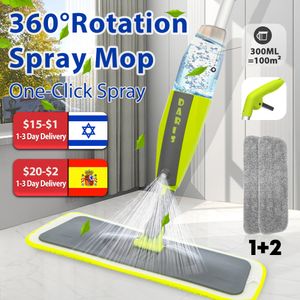 Mops Spray Mop Broom Set Magic Flat Mop per pavimenti Attrezzi per la pulizia della casa Scope domestiche con cuscinetti in microfibra riutilizzabili Mop rotante 230715