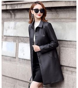 Women's Leather 2023 Genuine Jacket Women Real Sheepskin Coat Windbreaker Spring Autumn Trench KJ5956