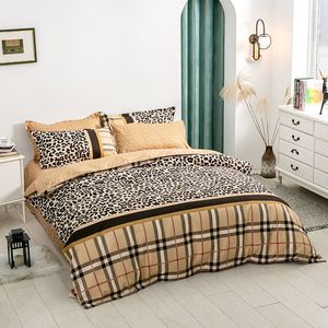 Bedding sets Luxury Leopard Lattice Print Home Bedding Sets Duvet Cover bed linen Pillowcase Flat Sheet King Queen Full Twin 4pcs 230715