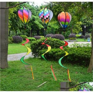 Garden Decorations Rainbow Air Balloon Sequins Color Stripes School Decor Creative Balloons Wind Spinner med färgat band 8 5BJ DHGAV