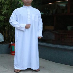 Saudiaraben full ärm Abaya Islamiska kläder män Long Robe Kaftan Muslim för Pakistan Pray Plus Size Jubba Thobe Ethnic314x