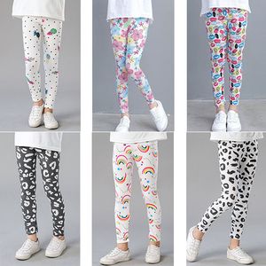 Hosen Mädchen-Leggings für Kinder, Regenbogen-Druck, lässige Blumen-Bleistifthose, niedliches Kleinkind, dünnes Teenager-Kind von 2 bis 9 Jahren, 230714