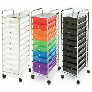 10 cassetti Rolling Scrapbook Paper Storage Bin Organizer Cart Office School Tools203O