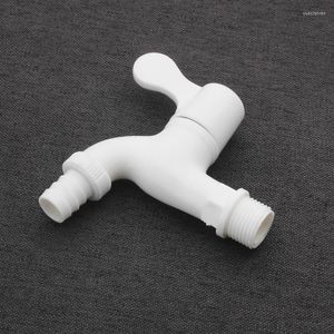 Bathroom Sink Faucets 1PC White PP Plastic Bibcock Quick Open Single Cold Water Tap Wall Mount Thread G1/2'
