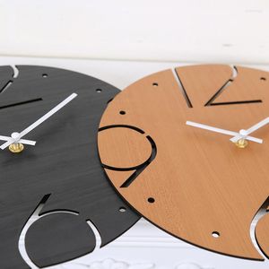 Wall Clocks 30CM Wooden Simple Round Fun Digital Household Charts Creative Decoration Big Numbers Artistic Natural 2023