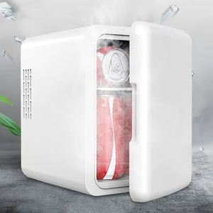 Mini geladeira, refrigerador portátil de 4 litros/6 latas e refrigerador pessoal mais quente para cuidados com a pele, cosméticos, bebidas, ótimo para escritório, quarto, carro