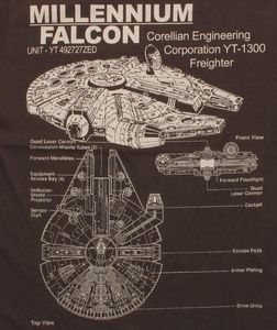 Gilet T-shirt grafica da uomo Millennium Falcon Schematics. Maglietta unisex Oneck a maniche corte in cotone estivo Nuova S3xl