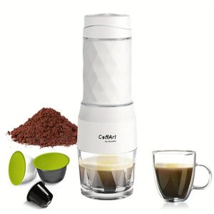 BioloMix Tragbare Kaffeemaschine, Espressomaschine, Handpresse, Kapselmaschine für gemahlenen Kaffee, tragbar für Reisen und Picknick