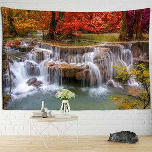 Tapestries Dome Waterfall Natural Scenery Tapestry River Scenery Wall Hanging Background Decoration Fabric Art Aesthetics Printing Deco R230714