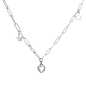 Girocollo JHJT collana con ciondolo a forma di stella a forma di cuore in acciaio inossidabile per uomo donna Link regalo di gioielli maschili di moda punk