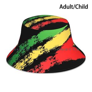 Utomhushattar Rasta Bucket Hat Sun Cap flagga Rastafatian Green Gold Red Yellow Reggae Vibes Foldbar Outdoor Fisherman Hat 230714