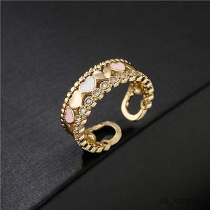 Band Rings New Arrival Fashion Women Wedding Ring Gold Color Heart Ring Open End Design Adjustable Best Birthday Gift R230715