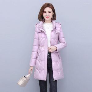 Women's Trench Coats 2023 Winter Women Jacket Hooded Cotton Padded Female Parkas High Quality Warm Glossy Down Outwear Womens Parka