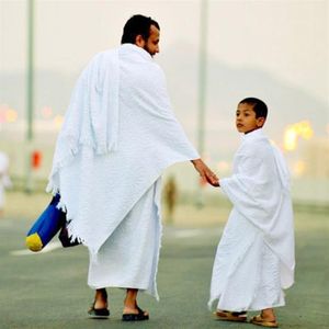 Abbigliamento etnico Arabia Musulmano Hajj Ihram Umrah Asciugamano Uomini Preghiera Scialle Pellegrinaggio Idrofilo Mecca islamica Costume di culto turco2917