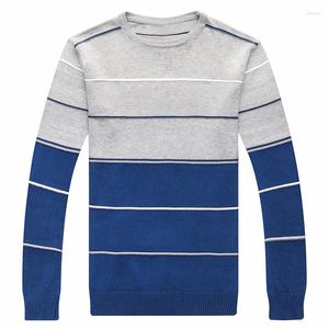 Sweaters masculinos suéter de moda coreana pulôver listrado jumpers fit slim