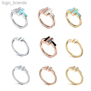 Designer-Ring-Ringe, doppelte T-Form, Bandringe, Öffnung, 925er Sterlingsilber, Diamant-Perlen-Austernring, modischer, klassischer Damen-Luxusschmuck mit origineller Tasche als Geschenk