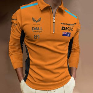 New Hot F1 Formula 1 Racing Mclaren 81 Polo da uomo a maniche lunghe Sport all'aria aperta Polo con cerniera traspirante Top 4l2o