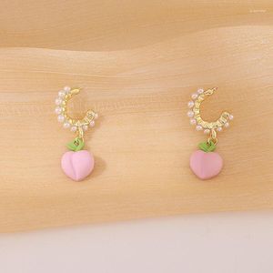 Studörhängen lolita dekorativa smycken pärla söt frukt temperament persika hög mening nisch