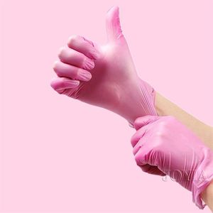 Одноразовые перчатки красные розовые латексные порошок- размер перчатки.