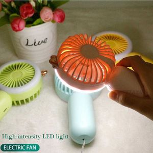 Elektriska fläktar Mini Portable Handheld Fan Pocket Pocket Desktop Handhållen Electric Fan USB Laddningsbar nattljus Kylhastighet Justera fläkten