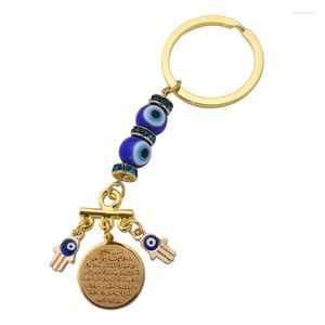 Keychains AYATUL KURSI Turkish Evil Eye Islam Muslim Key Chains Ring