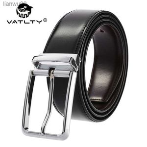 VATLTY New Men's Belt Hard Metal Buckle Trouser Belt Natural Cowhide Casual Leather Belt 130cm Silver Buckle Brown Girdles Male L230704