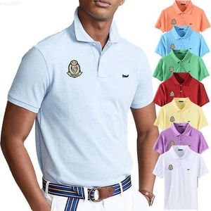 Mäns T-shirts Ny poloskjorta Män bomullsaffär Casual Summer Slim Short-Sleeved Tops Lapel T-Shirt Clothing L230715